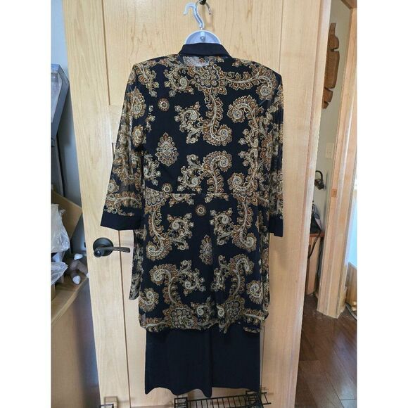 2-Piece Navy Dress  Gold Paisley Jacket - Size 8 - Made In USA elegant classic - Picture 7 of 16